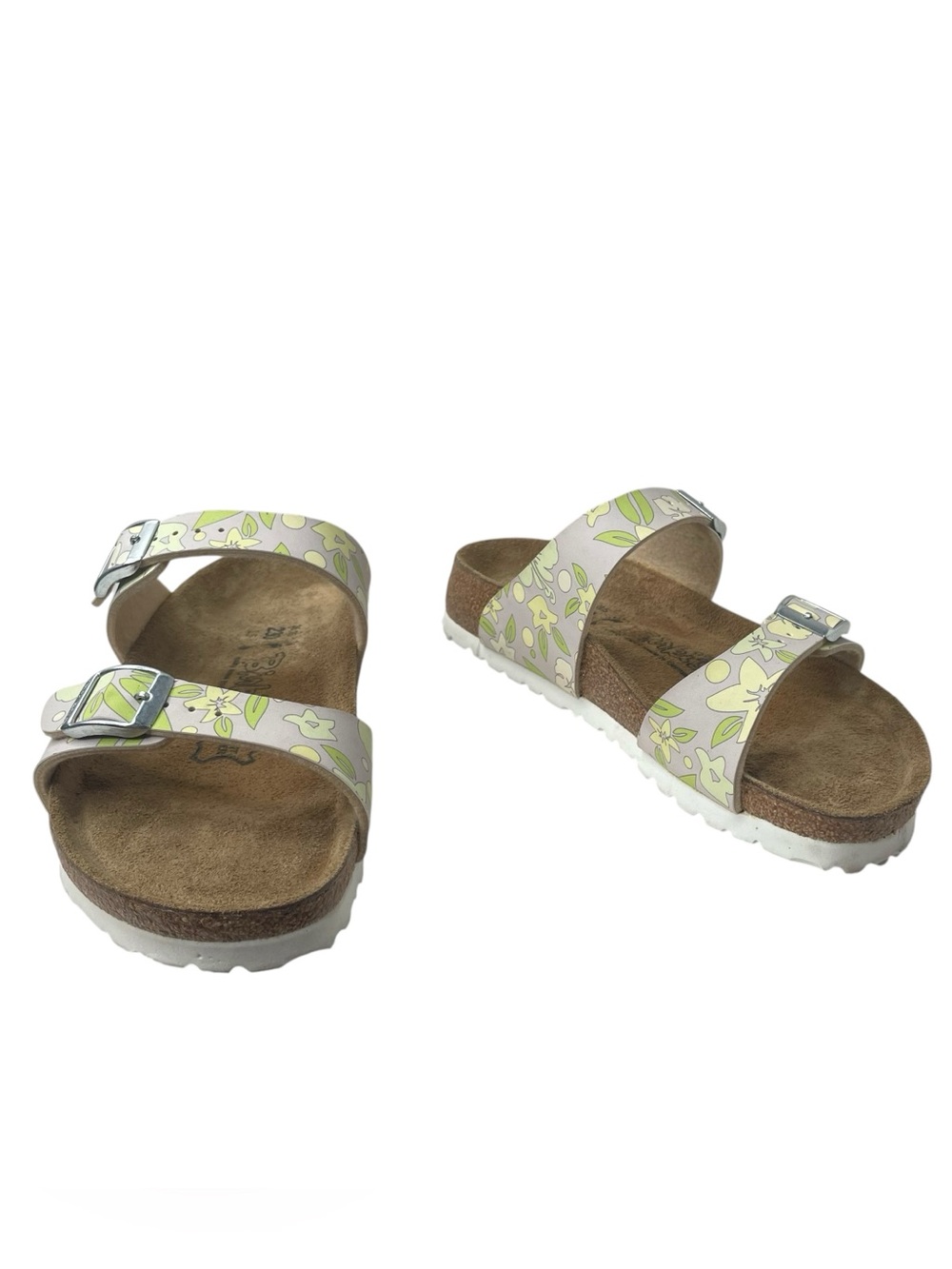 Birki’s Birkenstock Michele Gray Green Yellow Floral Size EU 36 Narrow L 5 US 23